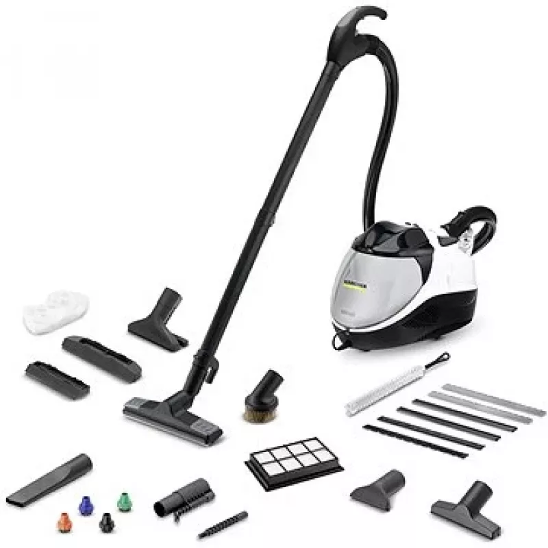 SV 7, cylinder steam cleaner, 0.5 l, black, gray, white, buttons, fixed, 50 cm