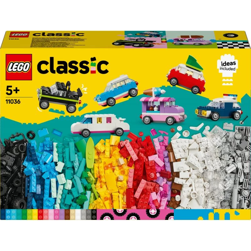 LEGO Classic Creative Vehicles Colourful Model Cars Kit Featuring a Police Car Toy & 11023 Classic Green Baseplate Square 32x32 Stud Building Grass