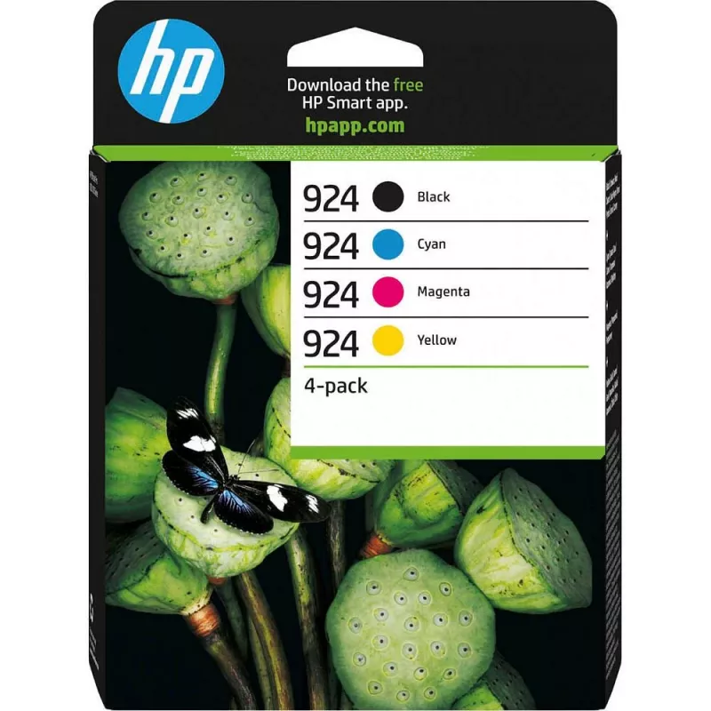 HP 924 CMYK Original Ink Cartridge 4-Pack, Black, Cyan, Magenta, Yellow, 4 pc(s), 500 pages, 400 pages