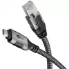 Ethernet-Cable USB-C 3.2 Gen2 Plug > RJ-45 Plug, LAN-Adapter black/Silver, 2 Meter, braided textile jacket