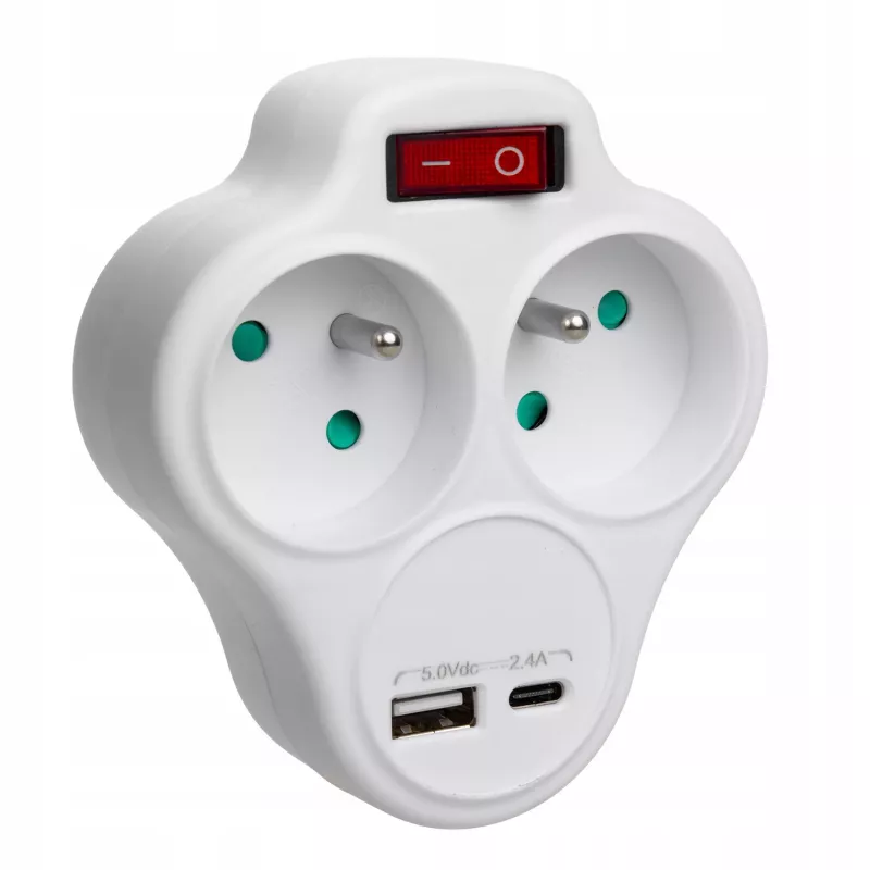 Electrical Dual Socket Splitter MACLEAN MCE336E with 2 USB Ports, Type E