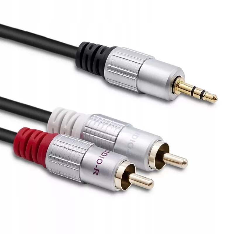 Audio cable Qoltec 52339 1m 2xRCA 3.5mm Black