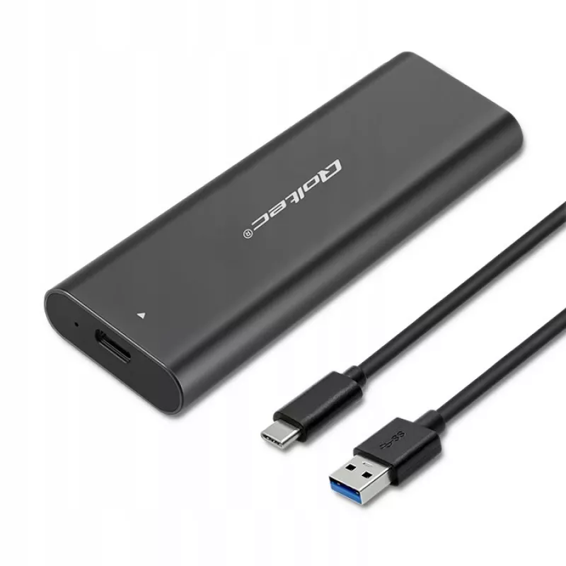 SSD enclosure QOLTEC 50312 Black for single M.2 SATA drive, USB Type-C (USB 2.0 / 3.2 Gen 1)