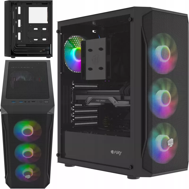 Case Fury Shobo SH4F with RGB Window 4x Fans MIDI Computer PC