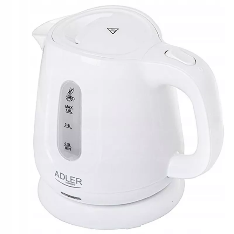 Electric kettle Adler AD 1373 — 1 L capacity, 850 W, white, 360° base, polypropylene