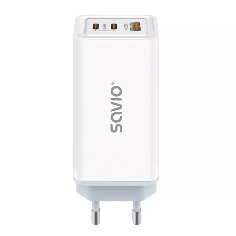SAVIO LA-07 GaN 65W mains charger, USB, QC4.0+, PD 3.0, White