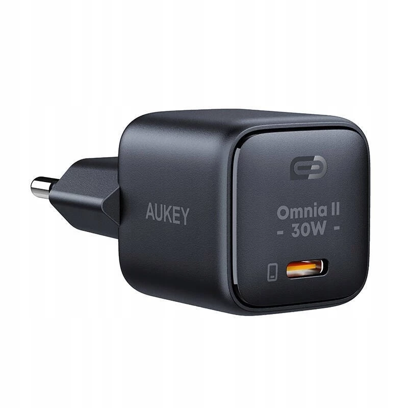 Wall charger Aukey PA-B1L USB-C 30W Black — compact USB‑C PD power adapter