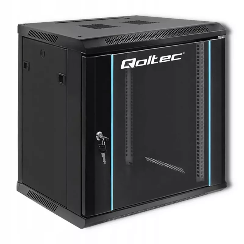 19 inch rack cabinet QOLTEC 54464 12U 600x635x450 Black