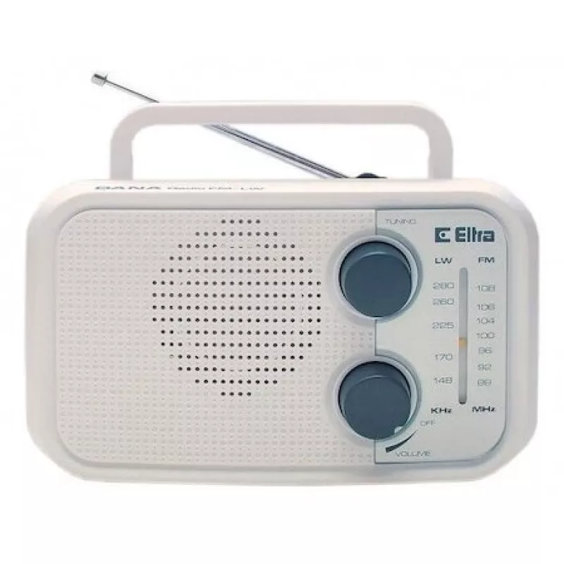 Radio Eltra DANA white – portable analog radio, compact tabletop design