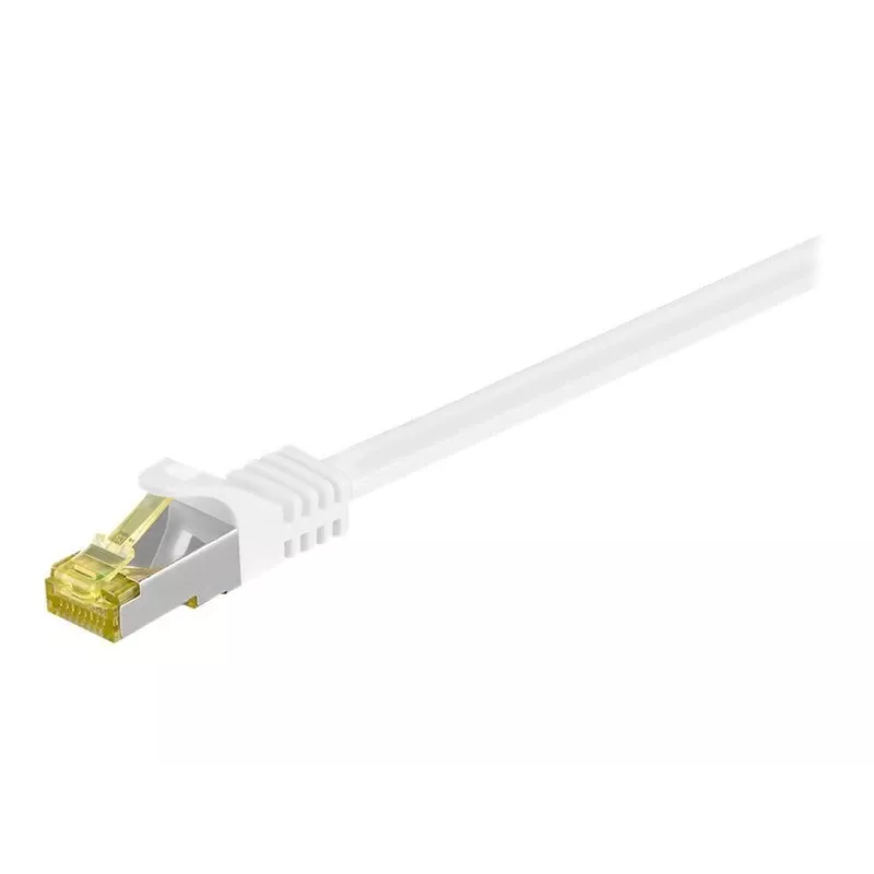 Wentronic GoobayCat.7 Raw Cable Patch Cable, S/FTP (PiMF), White, 0.25 m - LSZH Halogen-Free, Copper, RJ45 Plug (91089)