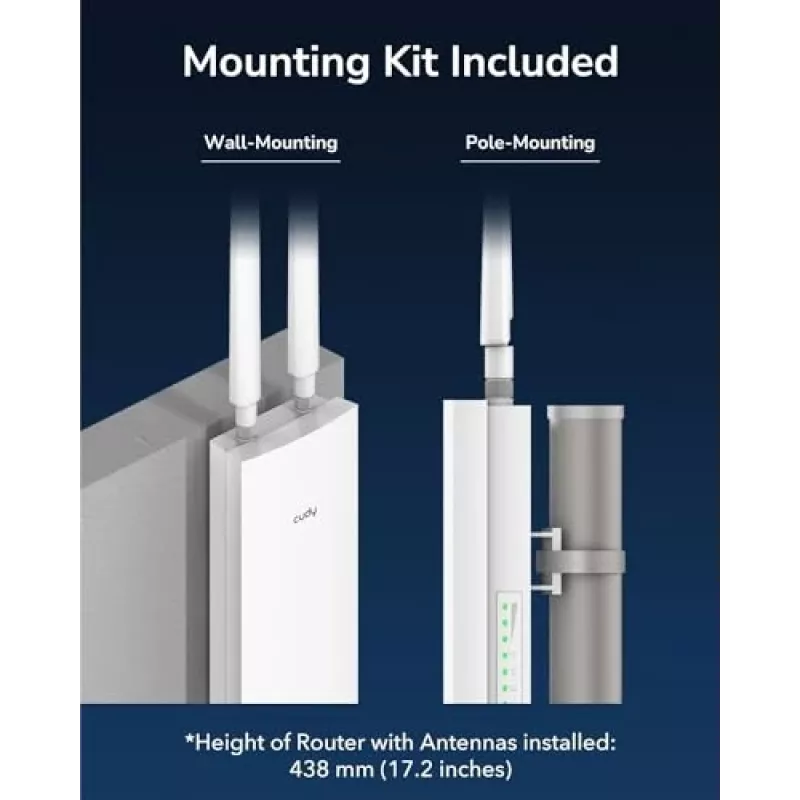Access Point Cudy AP1300 Outdoor — dual-band 2.4/5 GHz, 300/867 Mbps, IP65, PoE, 2 external RP‑SMA antennas