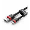 USB-A to Lightning cable Baseus Cafule 2.4A QC 3.0, 1 m — black/red