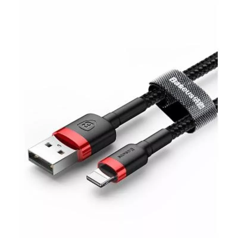 USB-A to Lightning cable Baseus Cafule 2.4A QC 3.0, 1 m — black/red