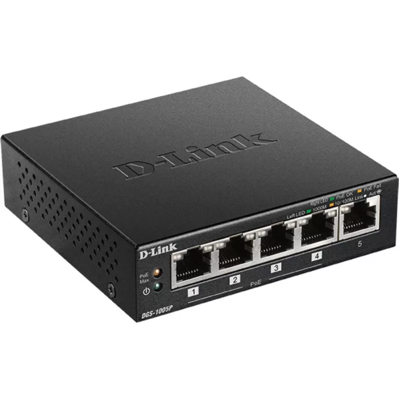 D-Link DGS-1005P/E network switch Unmanaged Gigabit Ethernet (10/100/1000) Power over Ethernet (PoE) Black