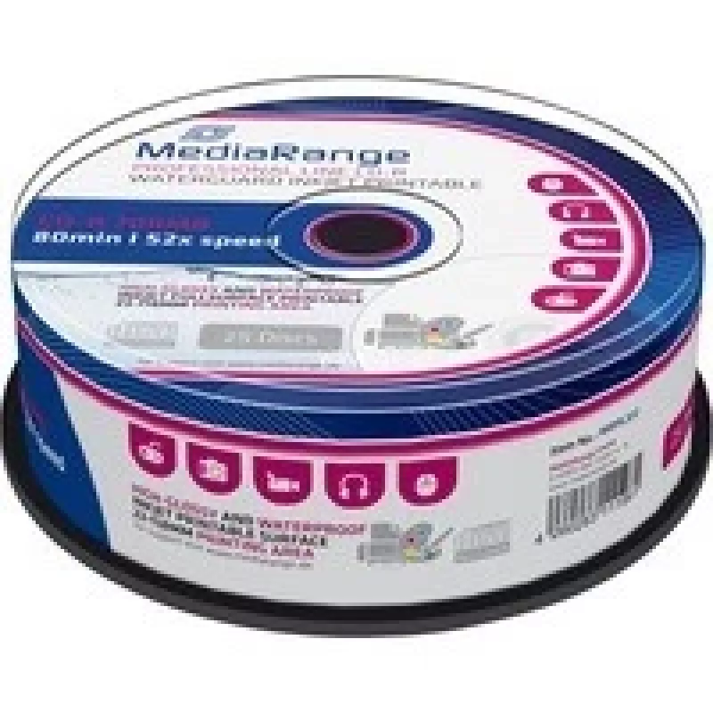 CD-R MediaRange MRPL512 700 MB 52x Inkjet Printable 25 pcs Spindle
