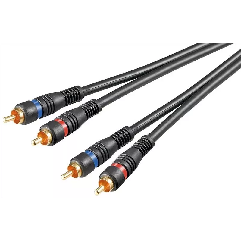 Wentronic Goobay - Audio Cable - Composite Audio - RCA (S) to RCA (S) - 1.5 M - Double-Shielded Coaxial Cable - Black (50032)
