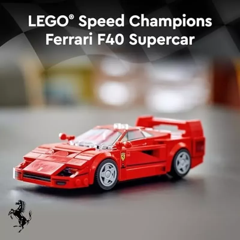 LEGO Speed Champions Ferrari F40 Supercar Buildable Vehicle Toy Model Car for 9 Plus Year Old Boys and Girls with Driver Minifigure Kids' Bedroom D