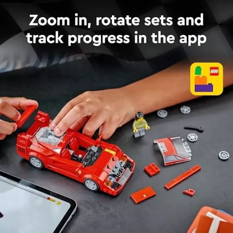 LEGO Speed Champions Ferrari F40 Supercar Buildable Vehicle Toy Model Car for 9 Plus Year Old Boys and Girls with Driver Minifigure Kids' Bedroom D