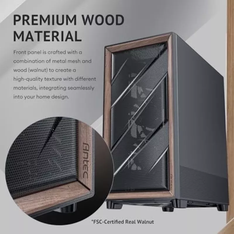 Antec 0-761345-10133-2 Computer Case MIDI Tower Black Wood