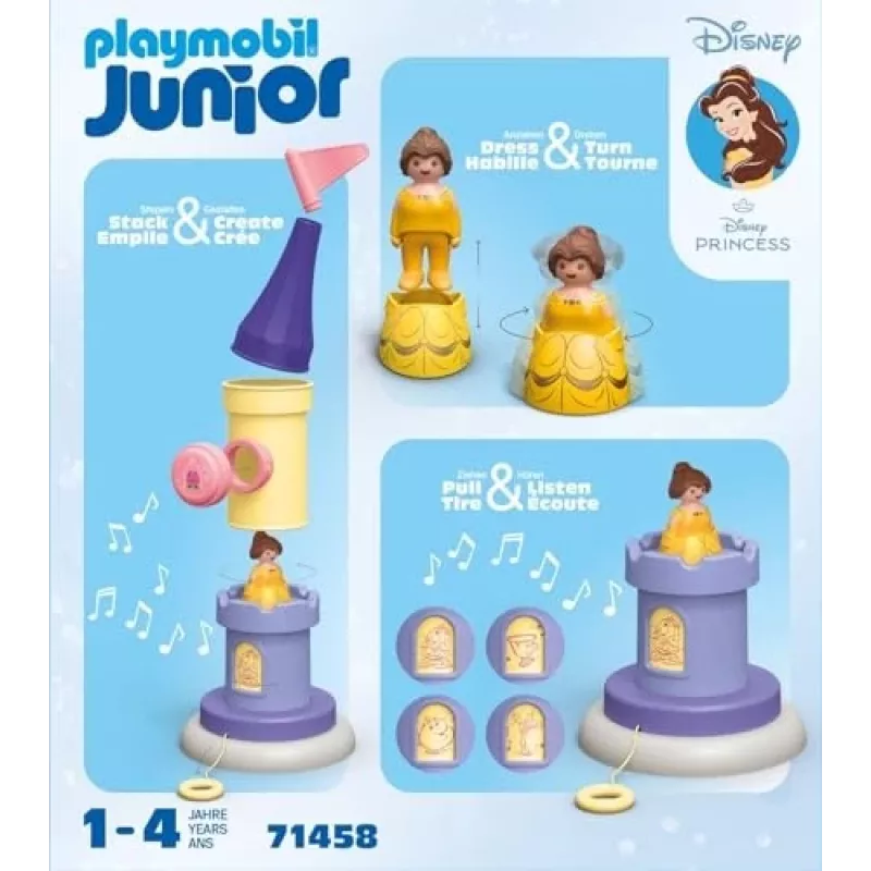 PLAYMOBIL JUNIOR & Disney: Belle S Play Tower with Sound |Playset for Toddlers 1-3
