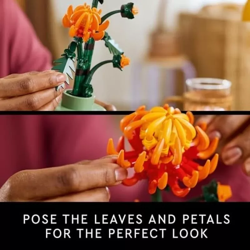 LEGO Icons Chrysanthemum Flower Building Set Creative Model Kit for Adults to Build Artificial Plant Gift for Women Men Her or Him Home Office De