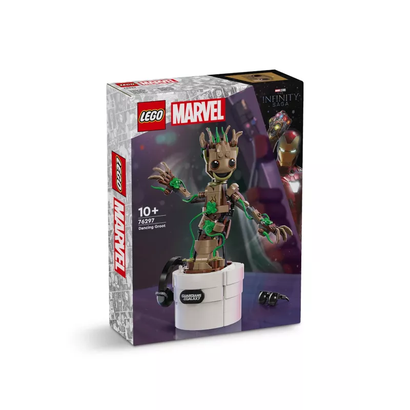 LEGO Marvel Dancing Groot Buildable Animated Toy Action Figure Guardians of the Galaxy Character Kids’ Hand-Operated Interactive Playset Super Hero