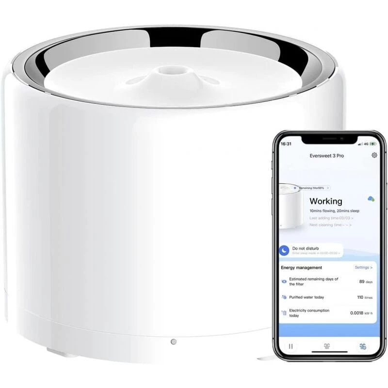 Petkit - Eversweet Pro 3 Uvc Fontaine a Eau connected Pour Animaux 1.8L