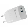 Wired mobile device charger NATEC NUC-2140, 30W, USB-C PD 3.0 + USB-A, Samsung AFC, White