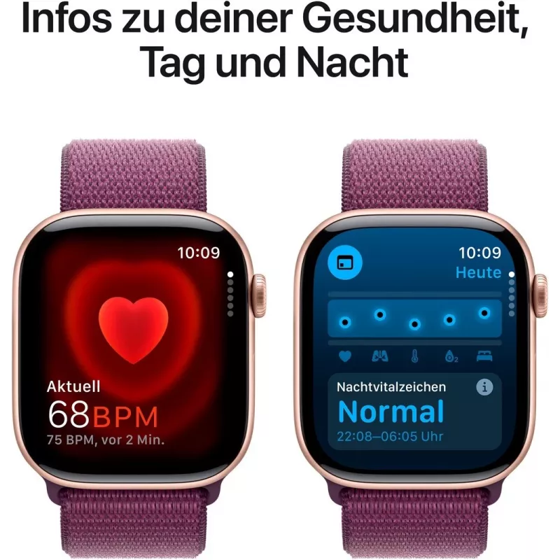 APPLE Watch Series 10 GPS 46mm Rose Gold Aluminium Case with Plum Sport Loop