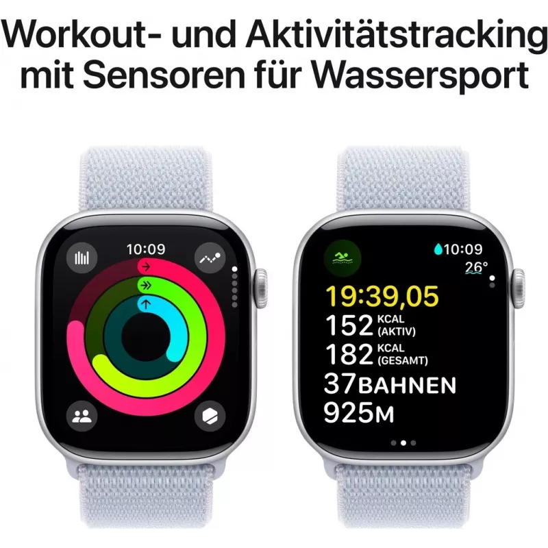 APPLE Watch Series 10 GPS 46mm Silver Aluminium Case with Blue Cloud Sport Loop