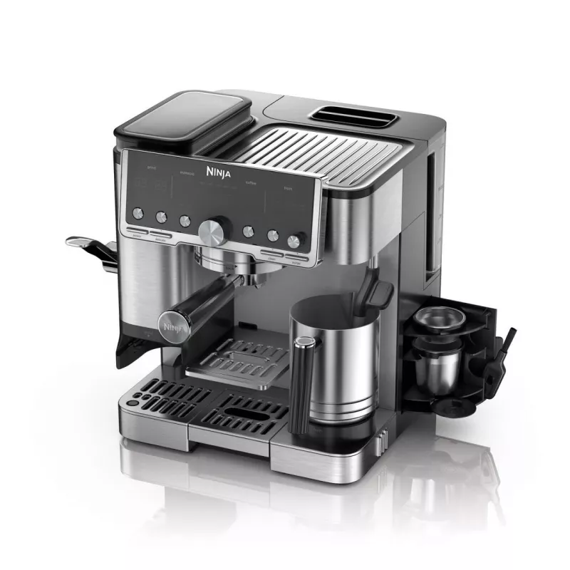 Espresso machine Ninja ES701EU — semi-auto coffee/espresso, built-in grinder, 2 L water tank, 1650 W, 25 grinder settings, milk tank, 14 bar pump