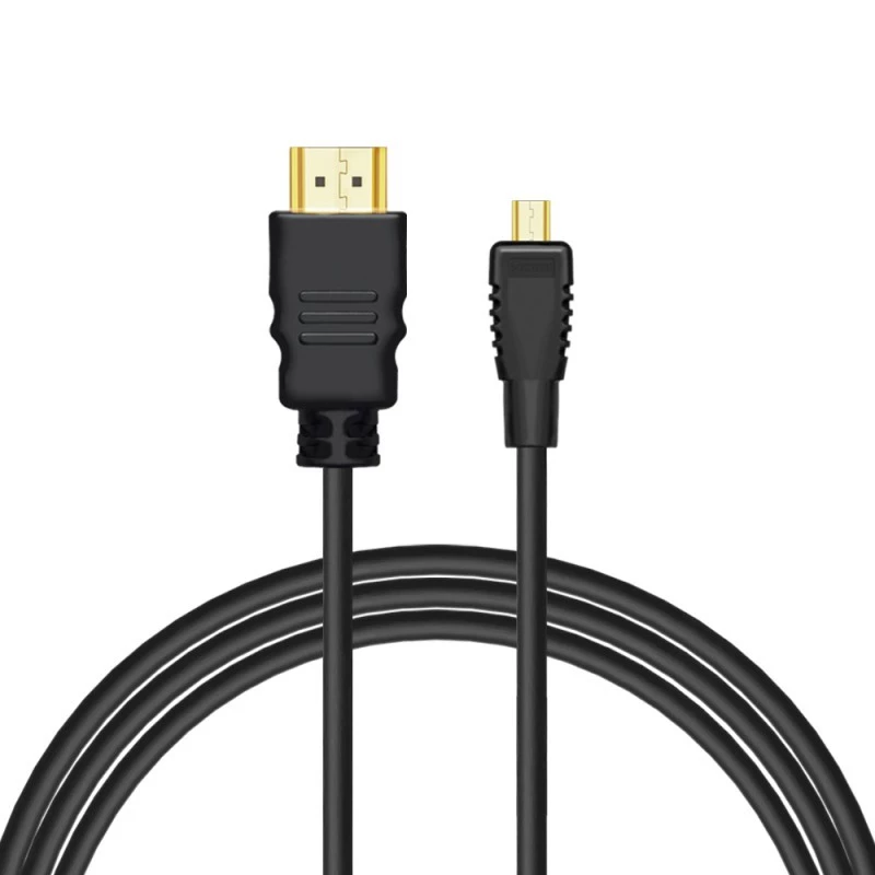 HDMI cable SAVIO CL-39 1 m — Type A (male) to Type D Micro (male), HDMI 1.4, 4096x2160, ARC, Ethernet, gold-plated contacts, black