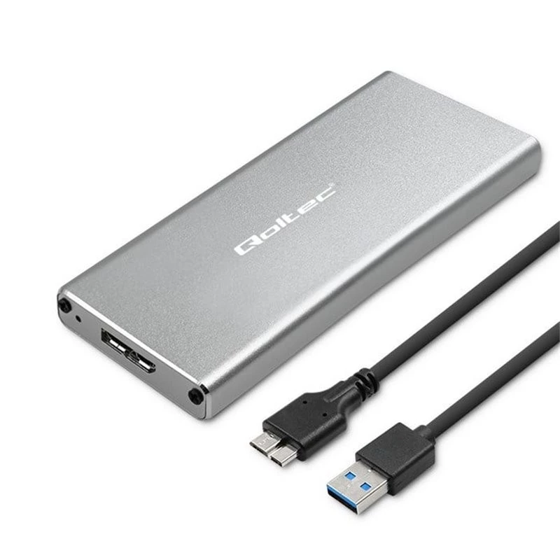 Aluminum enclosure QOLTEC 51833 for M.2 SSD, SATA to USB 3.0, supports up to 2TB