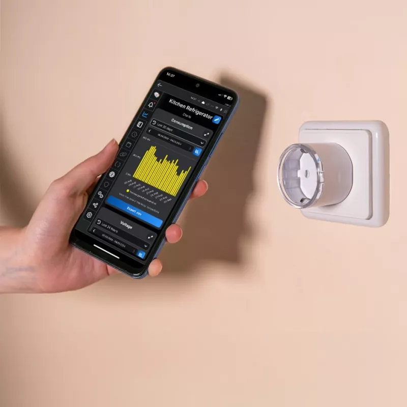 Smart plug Shelly Plug S Gen3 — Wi‑Fi smart socket with energy monitoring, Type F, 110–230 V, 2500 W, white