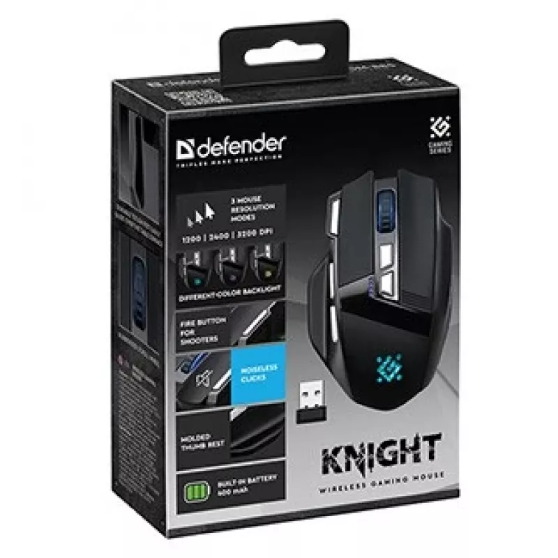 MOUSE DEFENDER GM-885 KNIGHT RF WIRELESS 3200dpi 8P BLACK