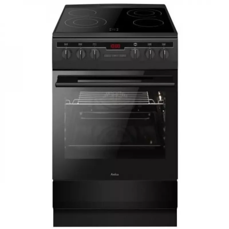 Cooker, Amica, Black,50 cm, 4 Cooking Zones