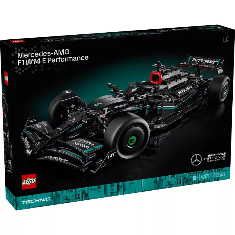LEGO Technic model kit Mercedes‑AMG F1 W14 E Performance — 1,432 pieces, recommended age 18+