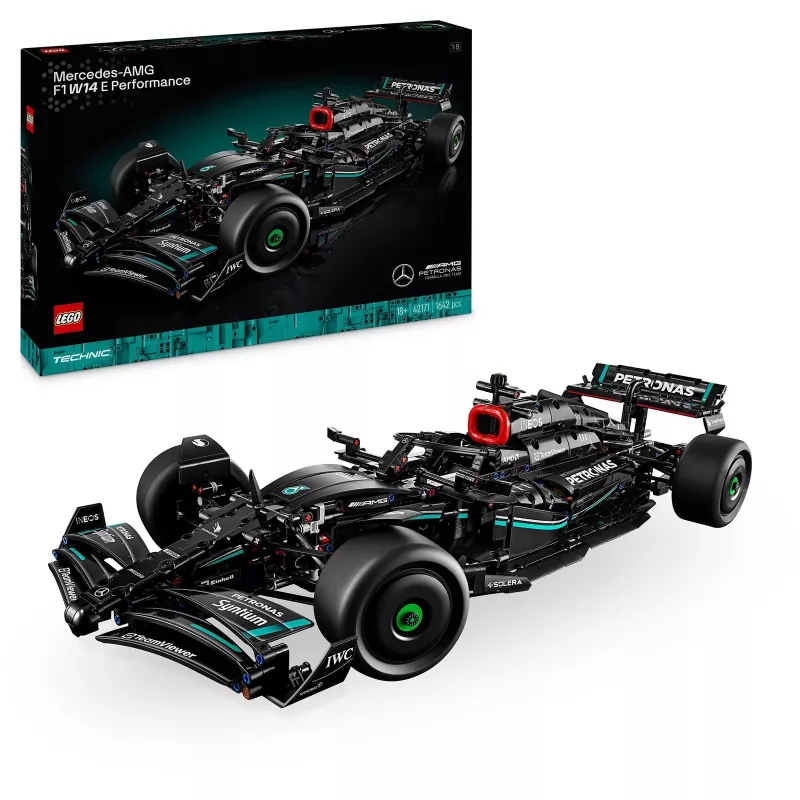 LEGO Technic model kit Mercedes‑AMG F1 W14 E Performance — 1,432 pieces, recommended age 18+
