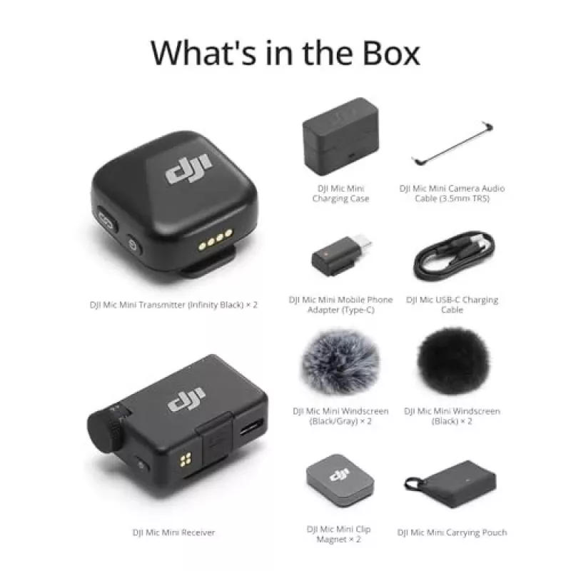 DJI Mic Mini (2 TX + 1 RX + Charging Case) Wireless Microphone Kit - Dark Grey