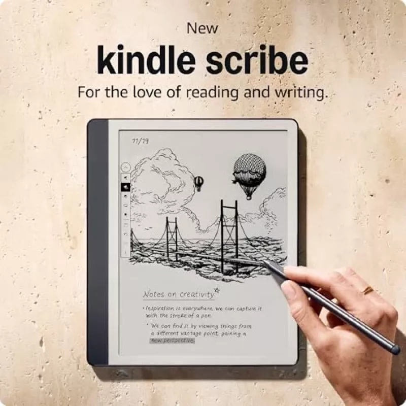 Ebook New Kindle Scribe - 2024 release 10.2 glare-free 64GB Wi-Fi (Without Lockscreen Ads) with Premium Pen Tungsten