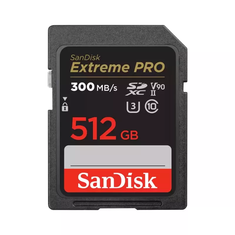 SanDisk Extreme Pro - Flash Memory Card - 512 GB - Video Class V90 / UHS-II U3 / Class10 - SDXC UHS-II