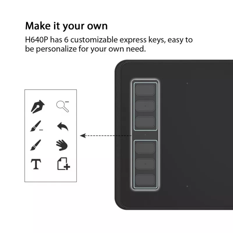 HUION H640P graphic tablet 5080 lpi 160 x 99 mm USB Black