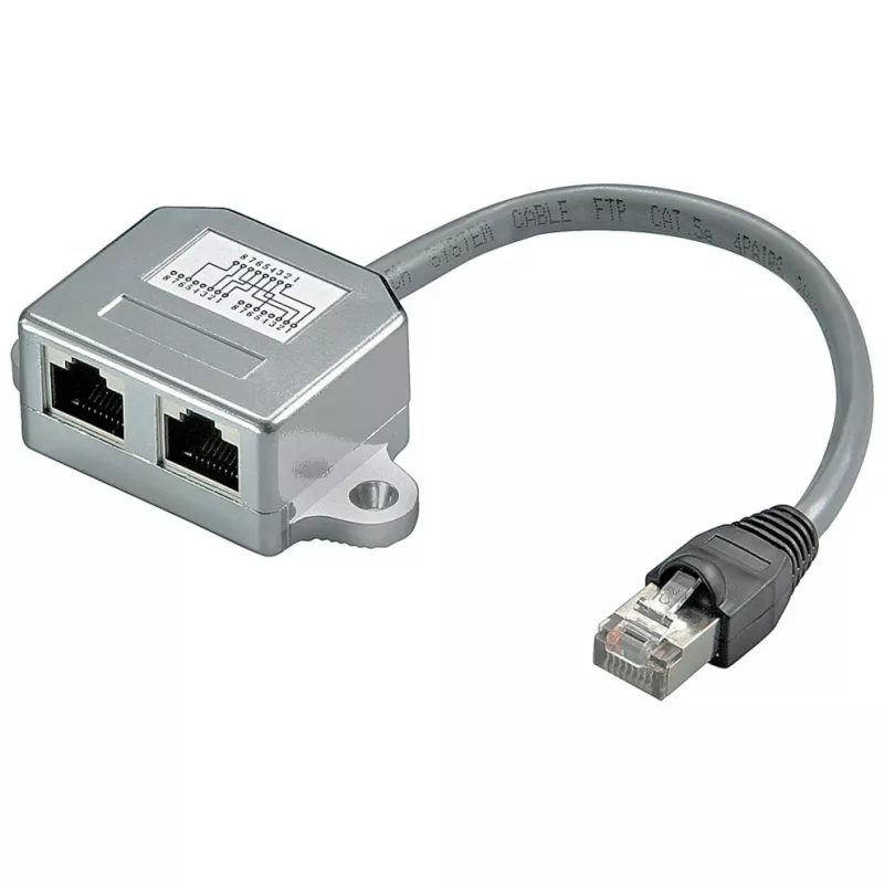 Wentronic Goobay Cable-Splitter (Network Doubler), CAT Y-Adapter - Wiring 2 x CAT 5 Ethernet, Shielded (68908)