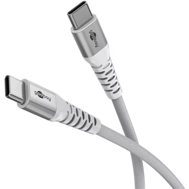 Goobay KAB USB-C (ST-ST) 2m Connection Cable Textilmantel White USB Cable USB 2.0 USB C (70194)