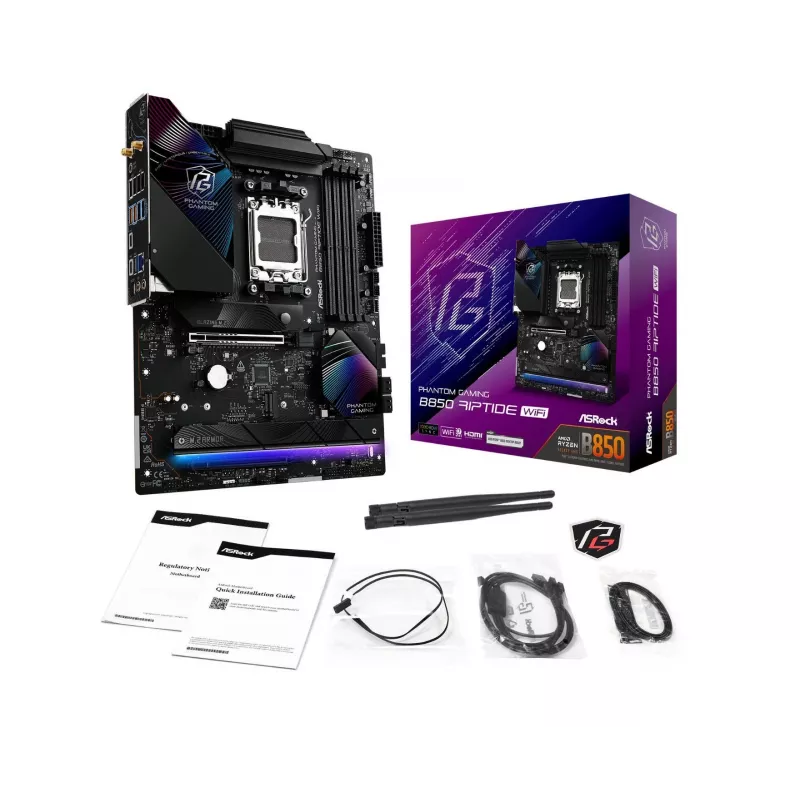 Motherboard ASRock Phantom Gaming B850 Riptide WiFi — AMD B850, Socket AM5, ATX, DDR5, 4x M.2, Wi‑Fi 7, 2.5Gb LAN