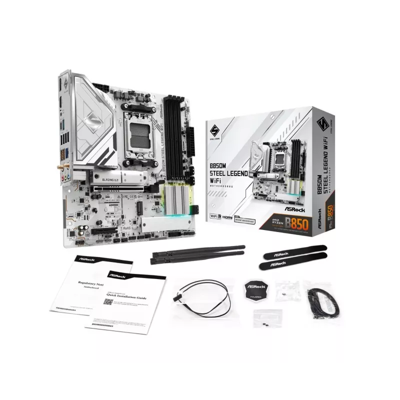 Motherboard ASRock B850M Steel Legend WiFi — AMD B850, Socket AM5, microATX, DDR5, 4 DIMM, Wi‑Fi 7, 2.5Gb LAN