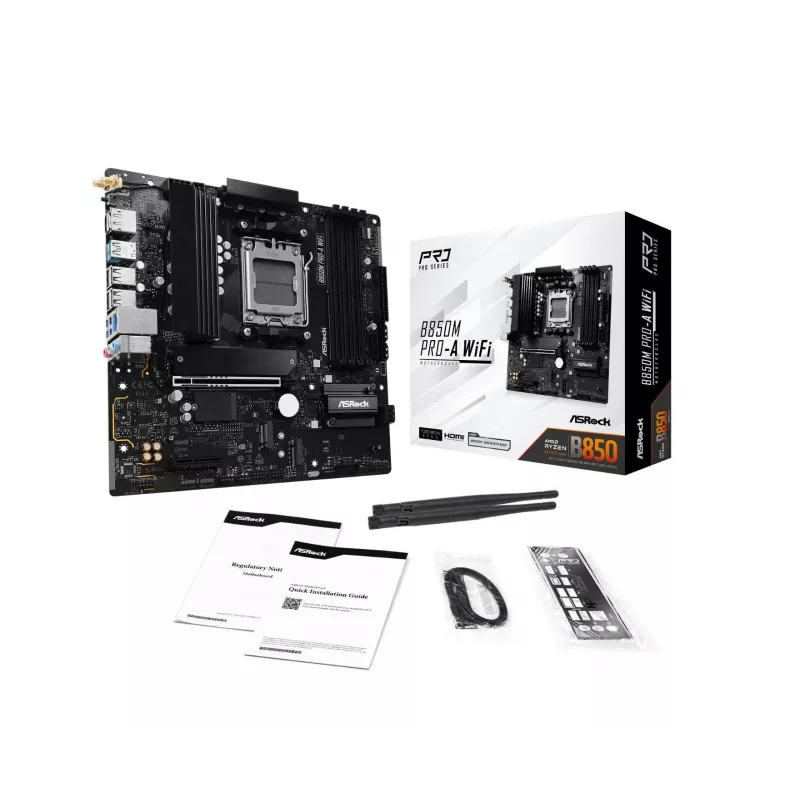 Motherboard ASRock B850M Pro-A WiFi micro ATX – AMD B850, Socket AM5, DDR5, 4x DIMM, 256GB, Wi‑Fi, 2.5Gb LAN