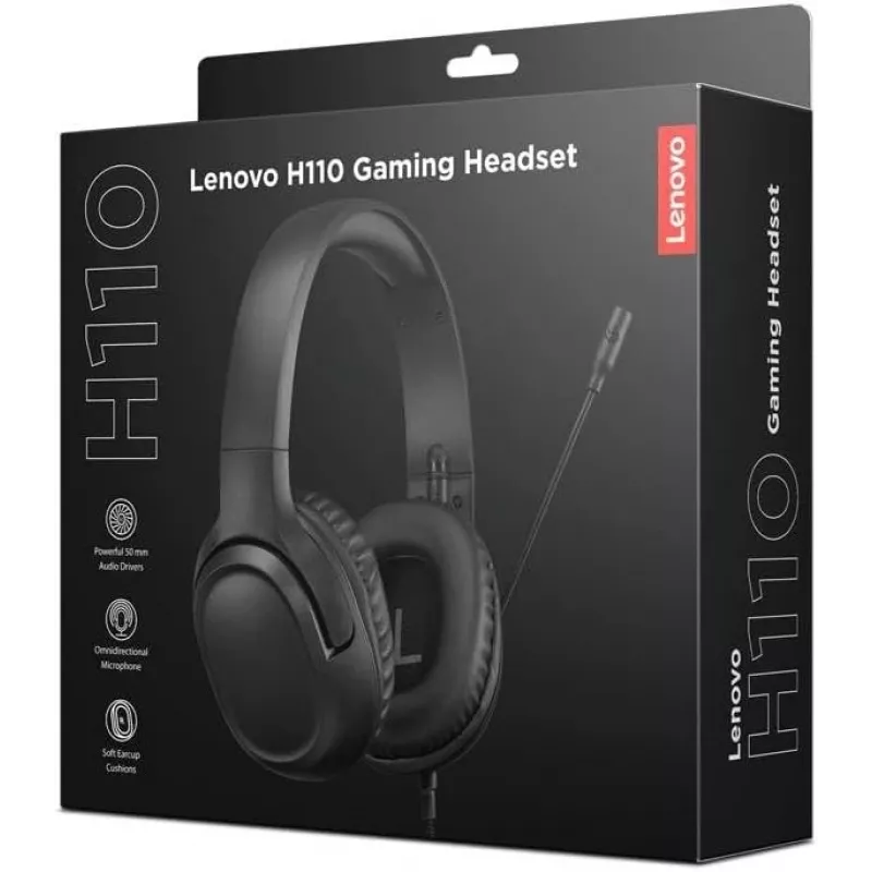 Headset Lenovo H110 Gaming headset wired, binaural, 3.5 mm, 1.8 m cable, 50–20,000 Hz, 110 dB, 32 Ω, black