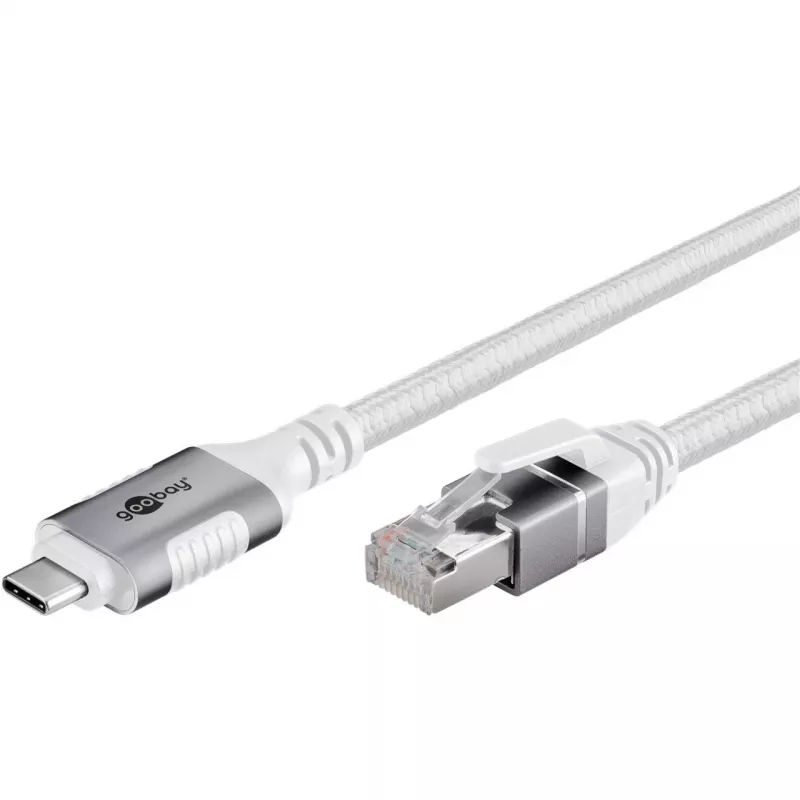 Networking Cable Goobay 74180 USB C RJ-45 Cat6 10 m White