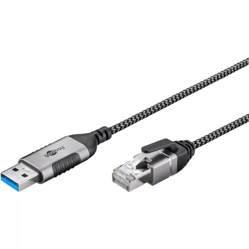 Goobay Ethernet-Cable USB-A 3.0 to RJ45 Slim 1 m - connects router, modem or (74393)